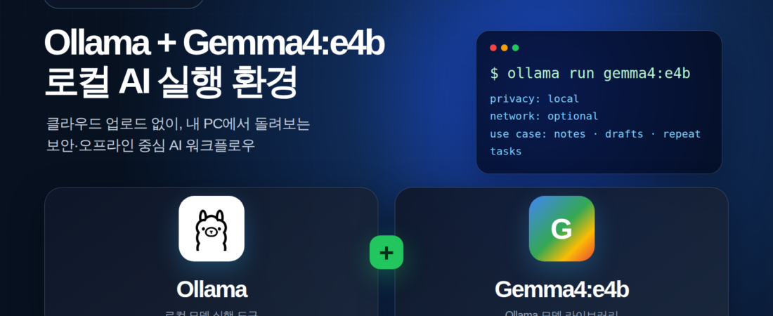 Ollama + Gemma4:e4b 완벽 가이드 2026 — 보안·오프라인에 강한 로컬 LLM 실사용기